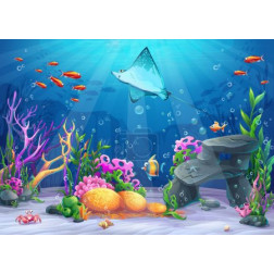 Vector cartoon illustration undersea