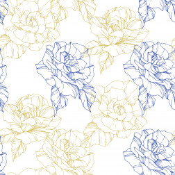 Blue & Gold Floral Outline Pattern - Sample Kit