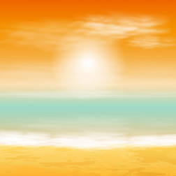 Watercolor Beach Sunset